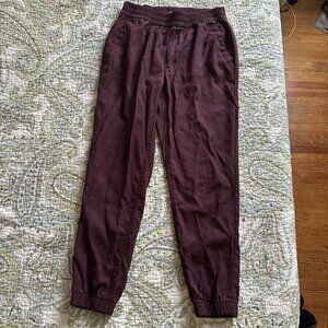 Old Navy Casual Pants - High-Rise Twill Jogger Pants,  Burgundy, Size S